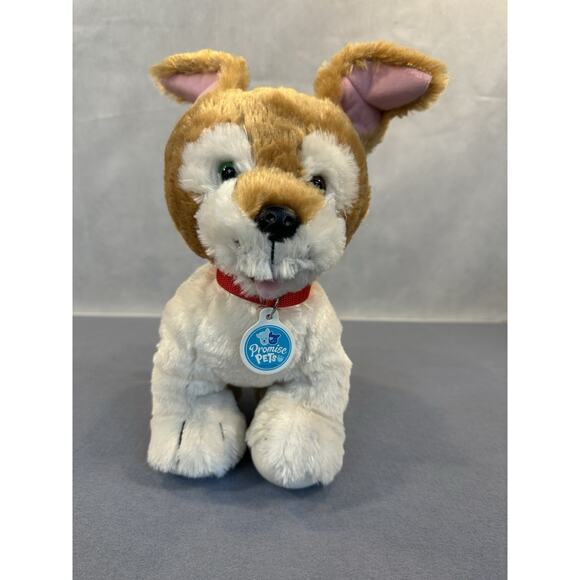 Build A Bear Promise Pets Brown and White Puppy - One Green Eye, One Brown Eye - Picture 1 of 5